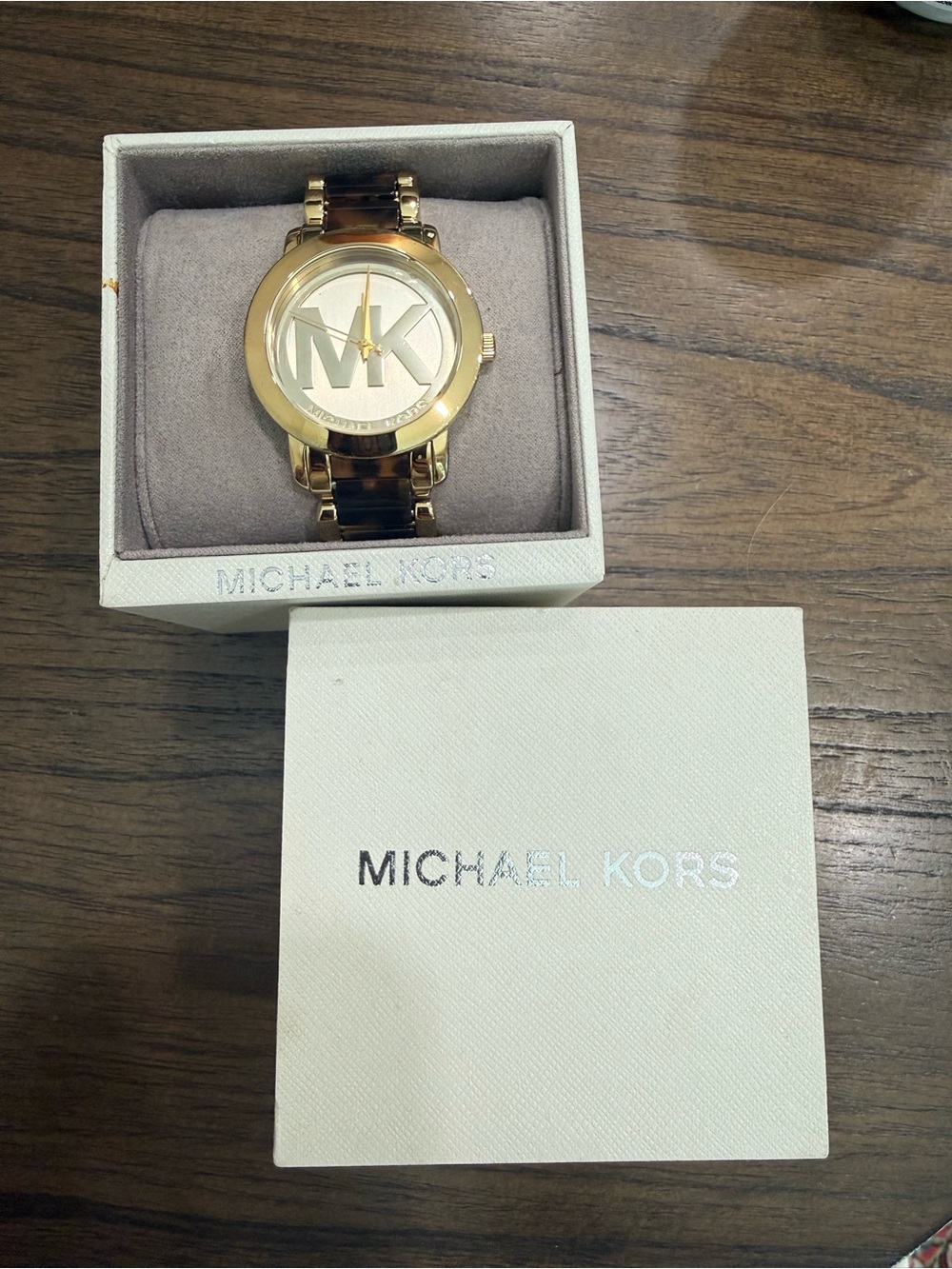Michael Kors Women's Gold and Tortoiseshell Logo Bracelet Watch
